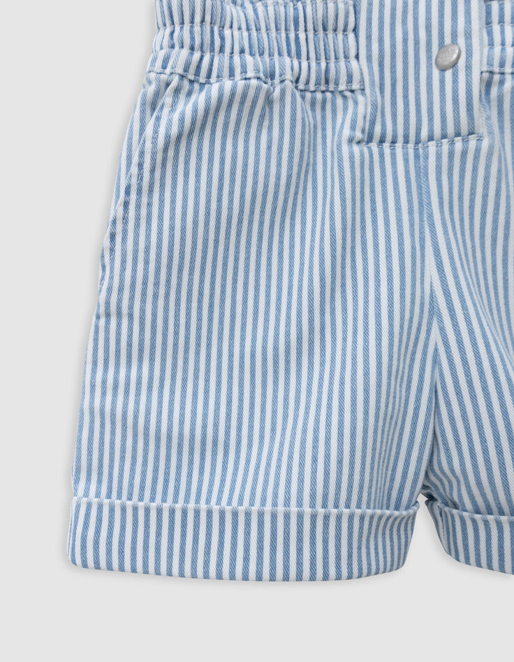 Combishort en jean blanc rayures bleues fille-6