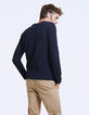 Tee-shirt marine maille waffle homme -3