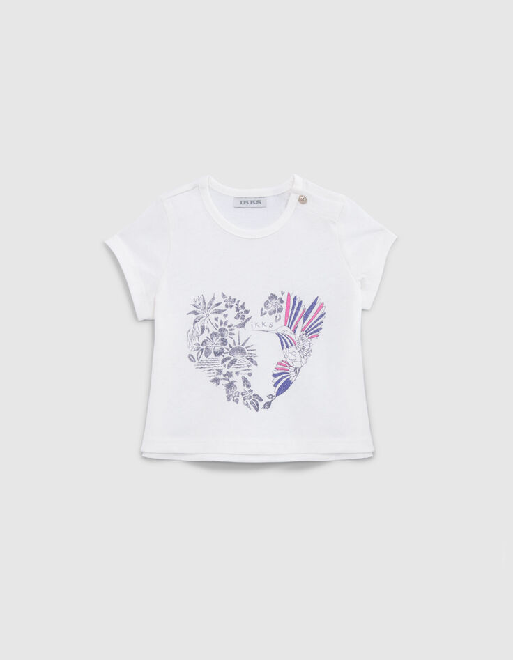 Camiseta color crudo colibr&iacute; coraz&oacute;n beb&eacute; ni&ntilde;a-1