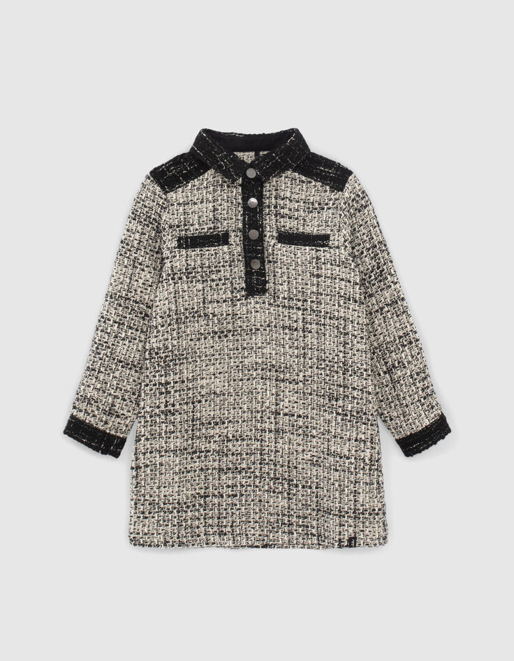 Robe chemise écrue façon tweed mini me fille-2