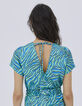 Turquoise rechte losse jurk zebraprint dames -4