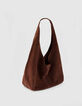 Hobo Tasche burgunderrot weiches Samt Leder Damen-2