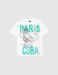 Boys' white organic cotton T-shirt, trumpet player image-1