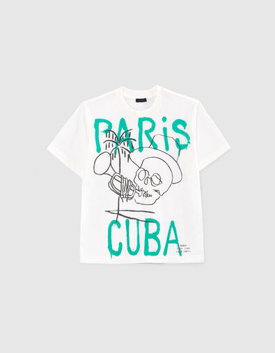 T-shirt blanc coton bio visuel trompettiste garçon - IKKS