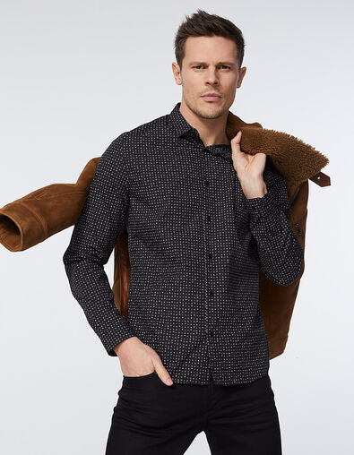 Camisa SLIM negra estampado Rock Hombre - IKKS