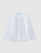 Camiseta blanca esqueleto-pirata rosas niño -3