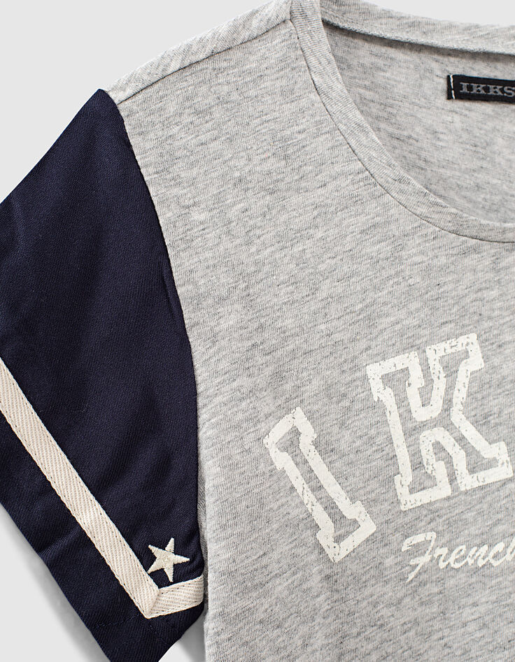 Graues und blaues Mädchen-T-Shirt aus Mischgewebe-5
