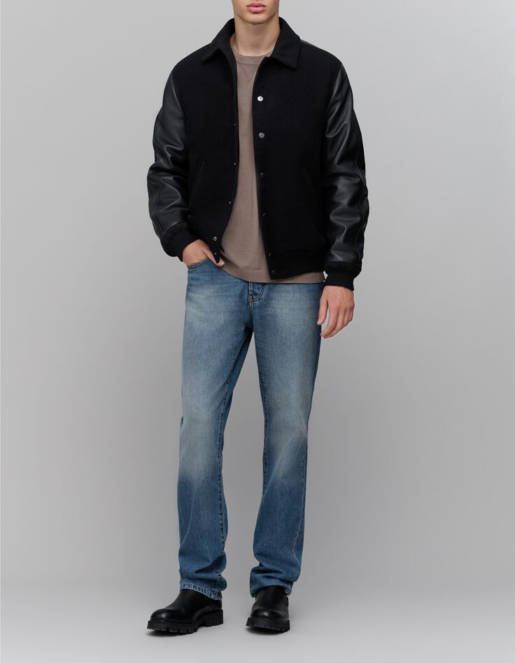 Cazadora teddy negro cuero chrome free bimaterial hombre-2 Cazadora teddy negro cuero chrome free bimaterial hombre-2