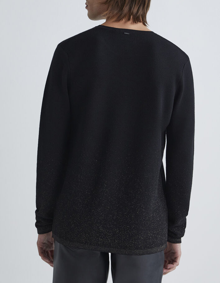 Pure Edition - Pull noir tricot dégradé lurex doré Homme