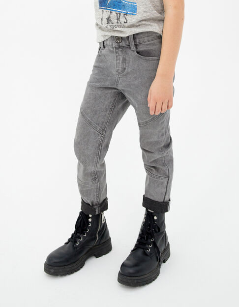Boys' grey straight jeans with biker seams