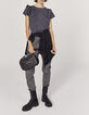 Graue Crop-Damenjeans mit hohem Bund-1