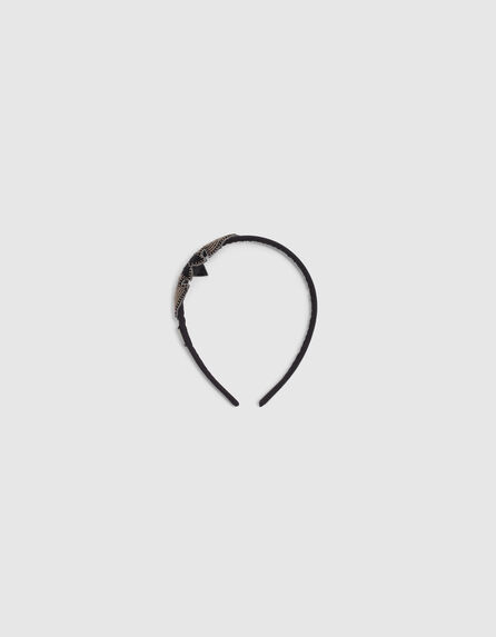 Girls’ black star and lightning bead-embroidered headband