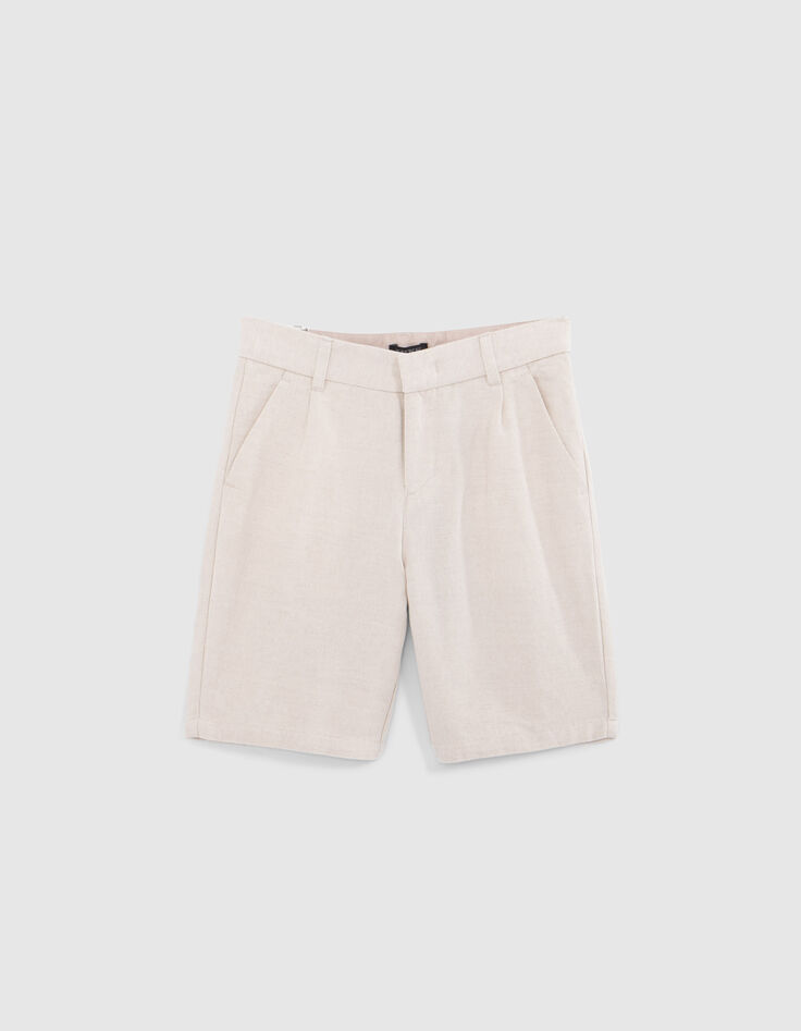 Bermuda beige coton lin garçon-1