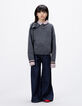 Jersey gris punto maxi lazo hombro niña-2