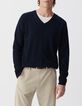 Men&rsquo;s navy cotton cashmere knit sweater-2