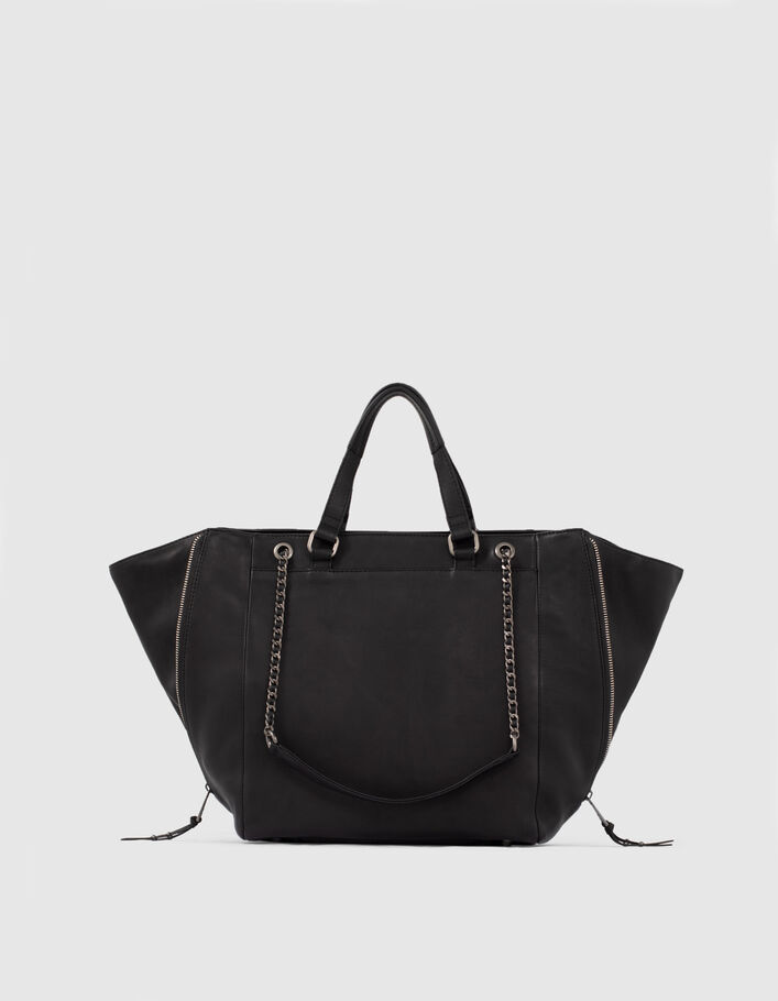 Schwarze gesteppte Tote Bag aus Chevron-Leder für Damen THE 1440 - IKKS