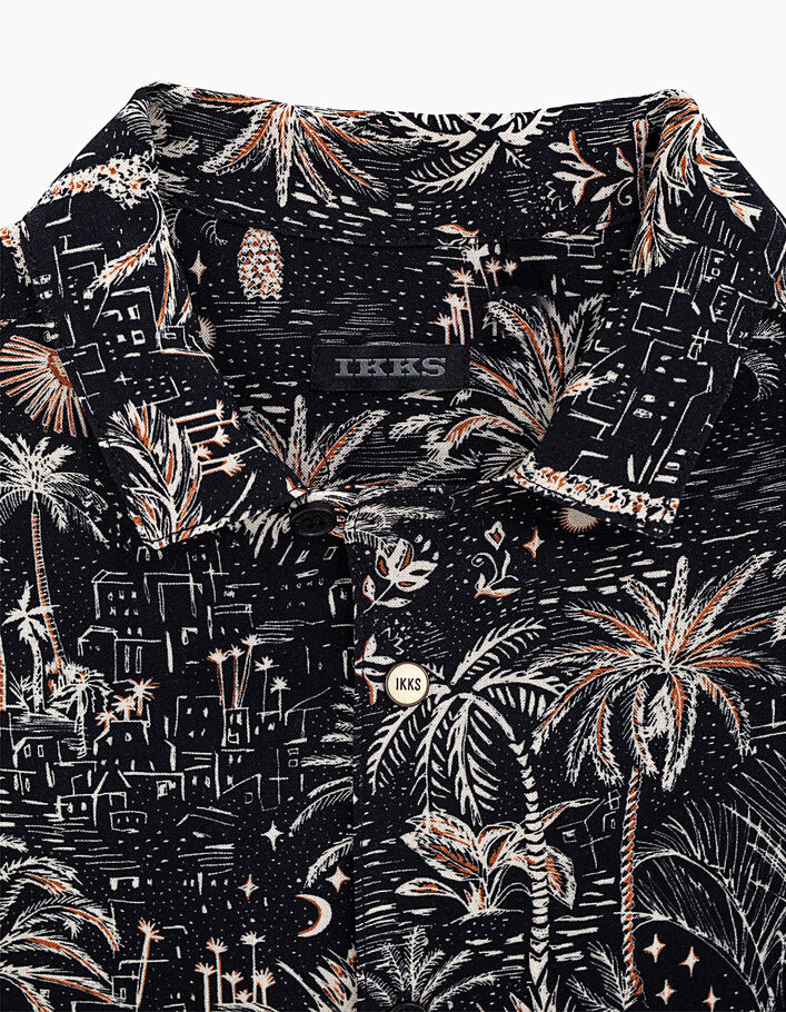 Schwarzes Jungenhemd mit Medina-und-Palmen-Print  - IKKS