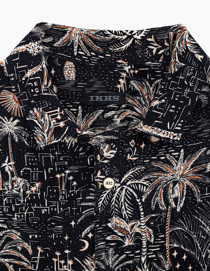 Boys’ black medina and palm tree print shirt-3 Boys’ black medina and palm tree print shirt-3