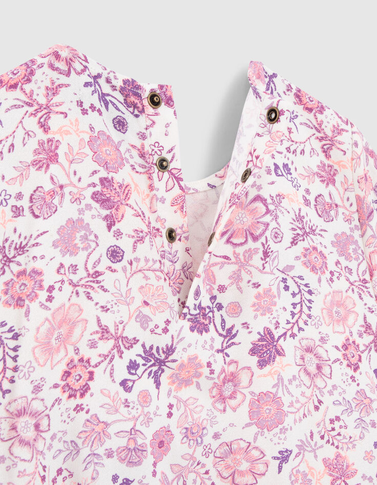 Girls' off-white blouse with violet flower print-5