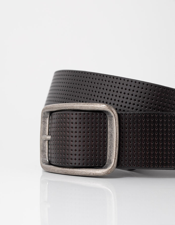 Men's chocolate leather belt - IKKS