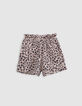 Pink leopard print shorts for girl-5