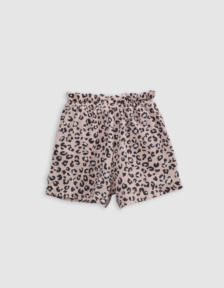 Pink leopard print shorts for girl-5