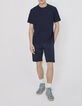 Camiseta azul marino rizo rayas relieve hombre-6