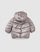 Gefütterte Babymädchen-Kapuzen-Steppjacke, Metallic Parma-3