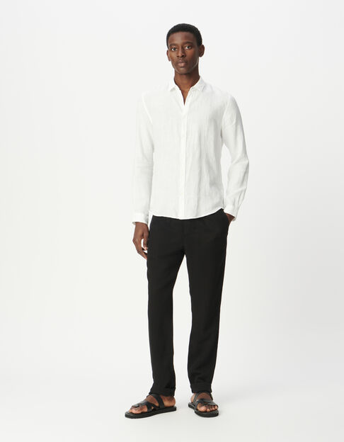 Men’s white pure linen SLIM shirt - IKKS