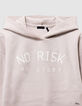 Girls’ beige knit hoodie with slogans-4