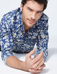 Indigoblaues Herren SLIM-Hemd mit Liberty®-Blumenprint-1