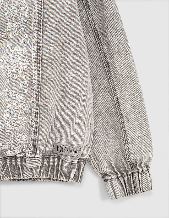 Veste en jean light grey bio imprimé cachemire fille-5