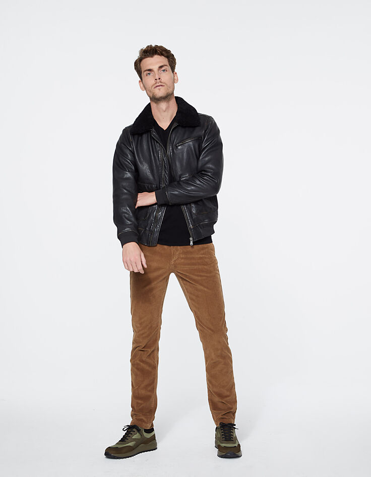 Pull noir col V en cachemire Homme-6