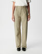 Women's khaki balloon pants with darts-2