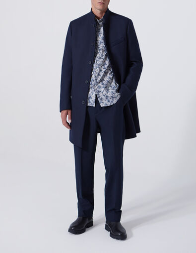 Manteau marine droit upcycl&eacute; Homme - IKKS