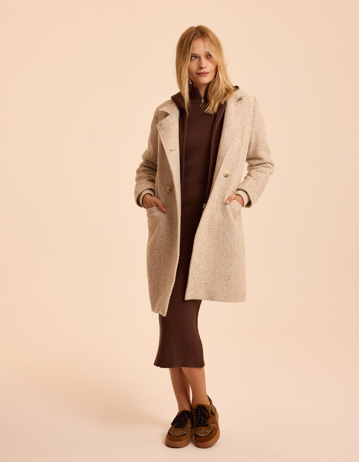 Robe tube marron tricot c&ocirc;tel&eacute; I.Code-6