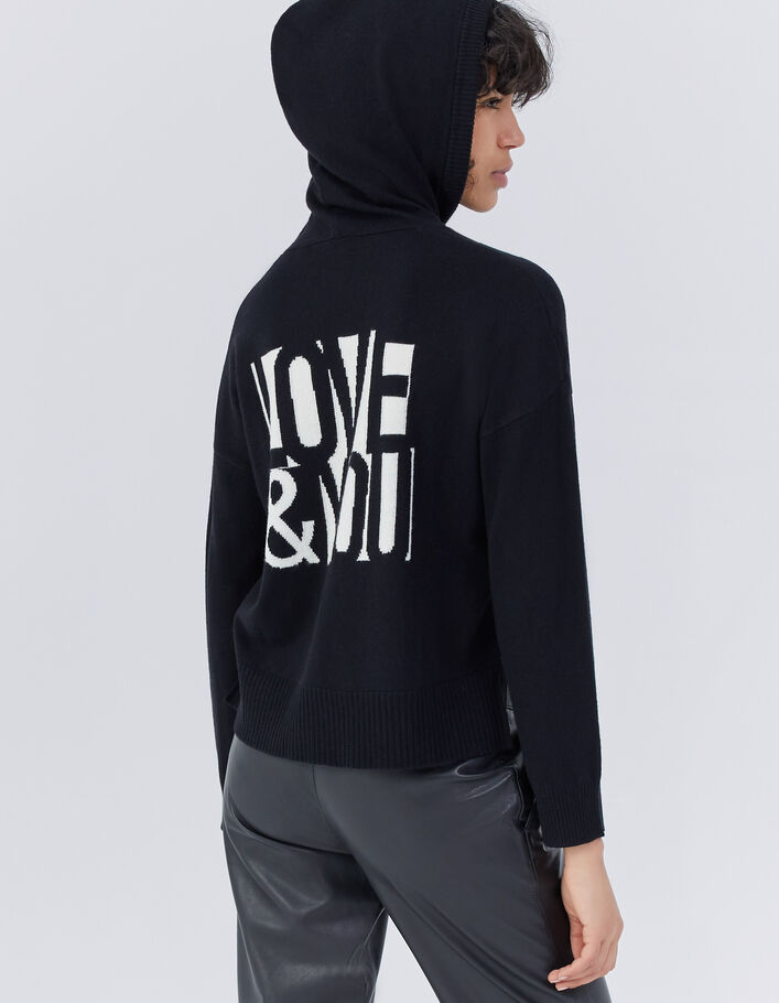 Women’s black wool and cashmere Pure Edition hoodie - IKKS