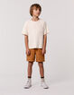 Bermuda shorts JOGGER LOOSE cognac cotton gauze for boy-1