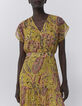 Gelbes, langes Damenkleid mit Summer-Paisleyprint-3