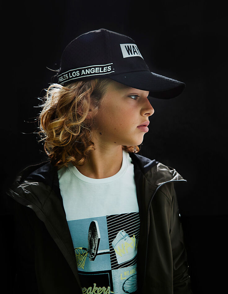 Gorra negra con logo WAY blanco niño -1