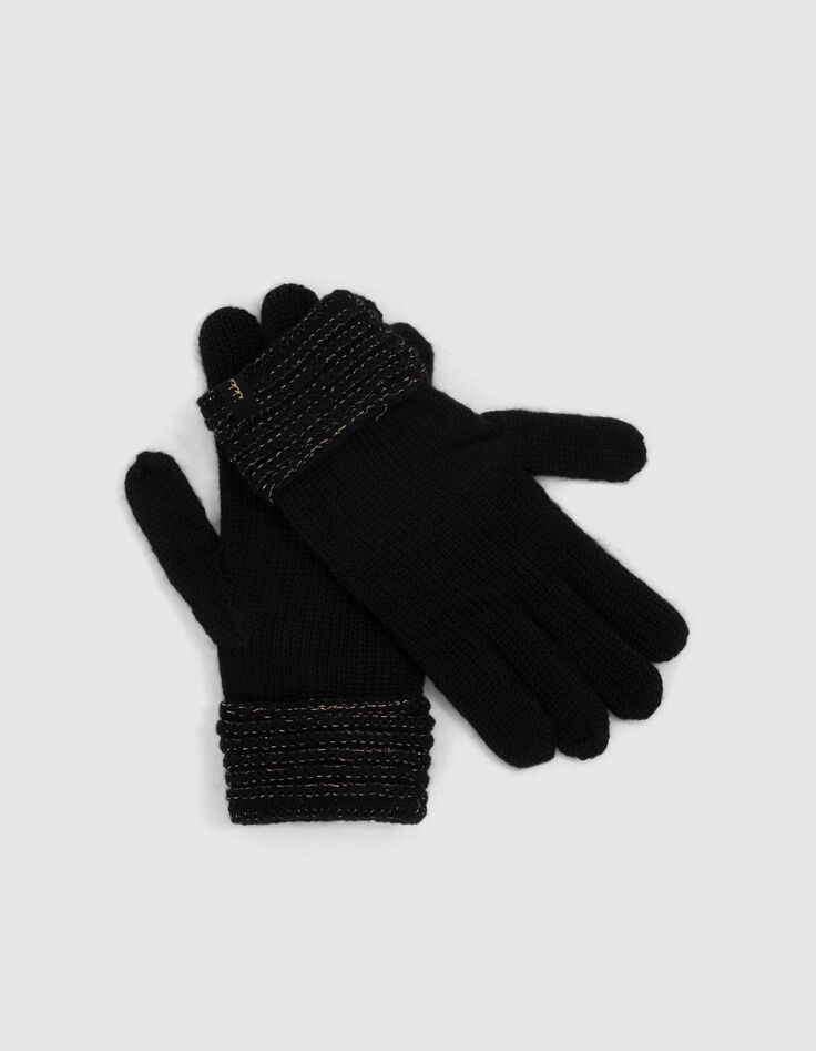 M&auml;dchenstrickhandschuhe mit goldfarbenem Garn am Umschlag-4