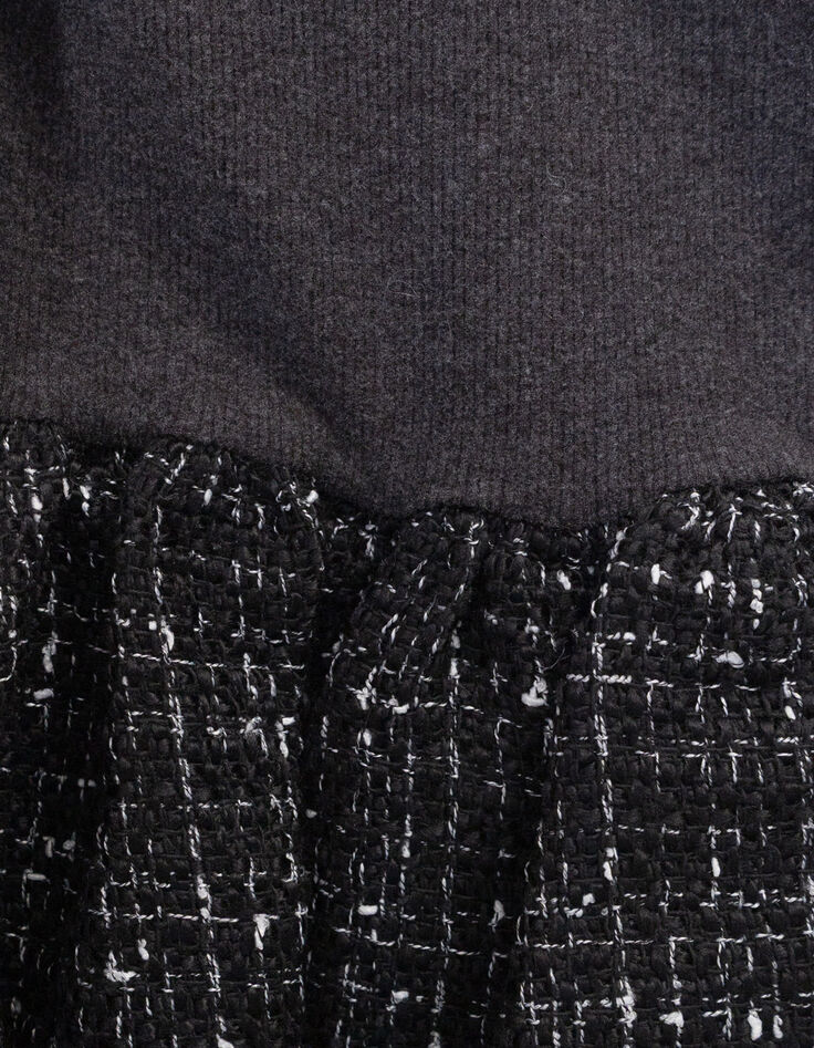 Girls’ black tweed-look mixed-fabric dress-7