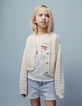 Cardigan écru coton bio tricot ajouré fille-9