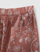 Pantalon vieux rose coton bio broderies fleurs fille-5