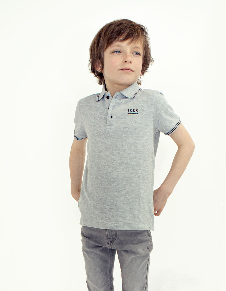 Graues Kinder-Poloshirt aus Biobaumwolle-2
