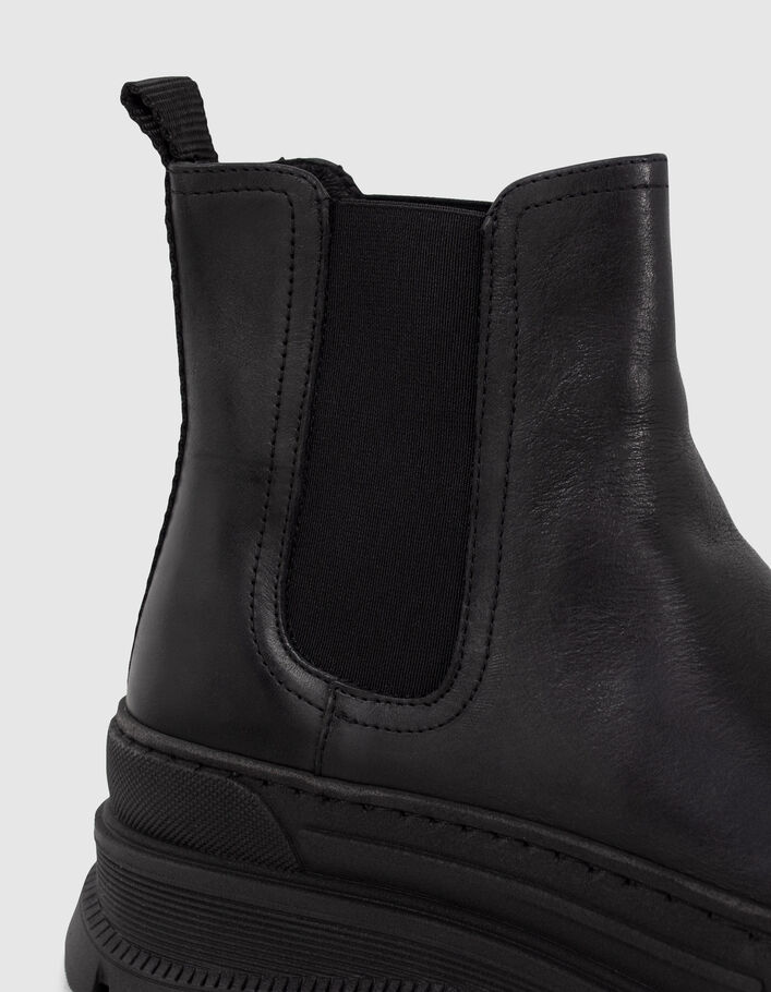 Schwarze Chelsea-Damenstiefeletten mit Profilsohle-4