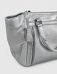 Sac cabas cuir argent LE 1440 MEDIUM SILVER matelassage chevrons femme-4