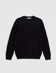 Marineblauwe gebreide sweater met Ottomaanse strepen Heren-6