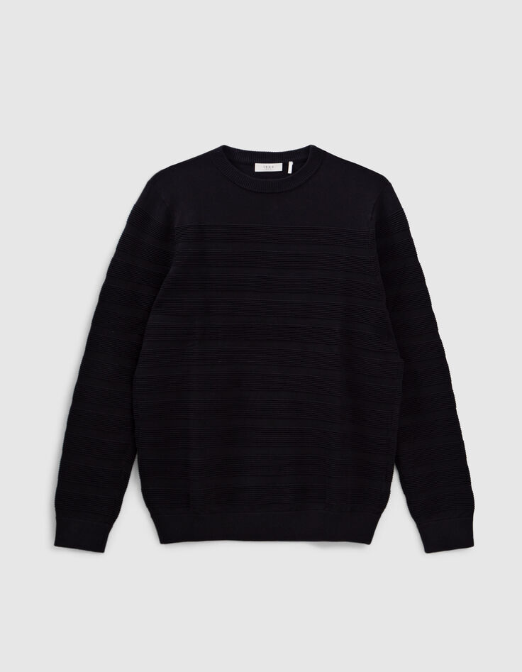 Marineblauwe gebreide sweater met Ottomaanse strepen Heren-6
