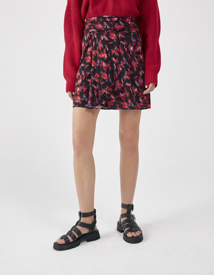 Women’s red rock floral print short skirt - IKKS
